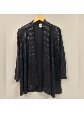 Anne Klein Black Sequin Cardigan & Shirt 1X